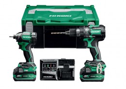 Hikoki KC18DCJAZ 18V 2 Piece Brushless Power Tool Kit, 2x 5.0Ah 18V MV Batteries, Charger & Case &pound;379.95